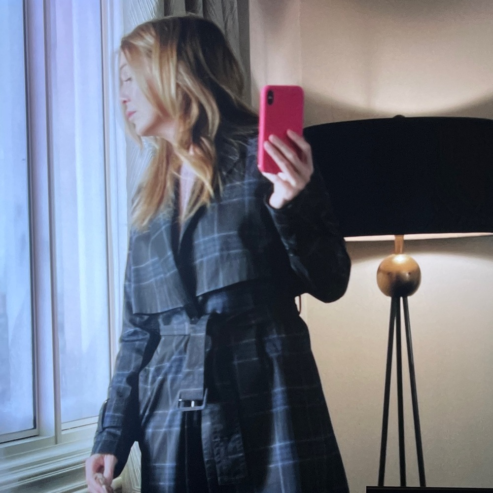 VINCE PLAID TRENCH COAT MAXI with Storm Flap - Picture 7 of 13